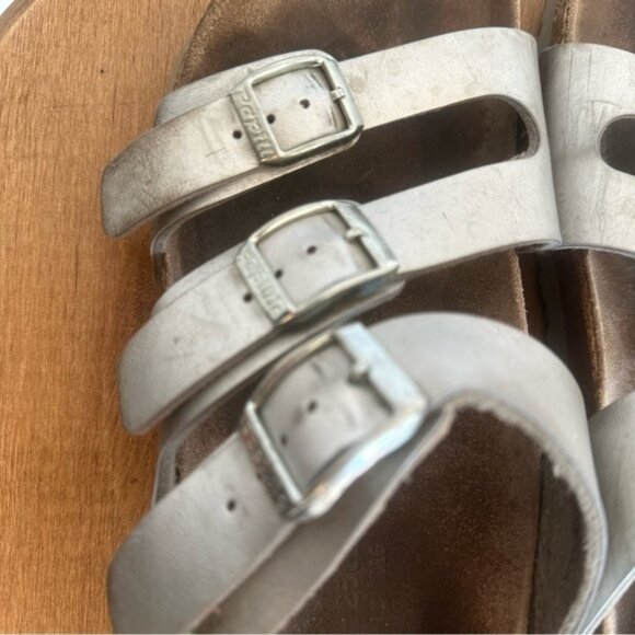 Birkenstock Papillio Florida Silver Sandal Womens Size EU 39 US 8 Triple Strap - Picture 7 of 11